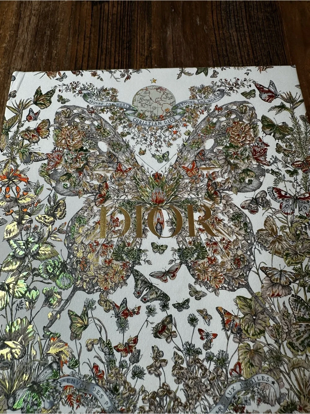 Dior Botanical Butterfly Stationery Box in White, Gold, Green, Brown